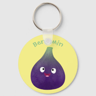 Porte-clés Caricature de fruits mauve joyeux aux figues