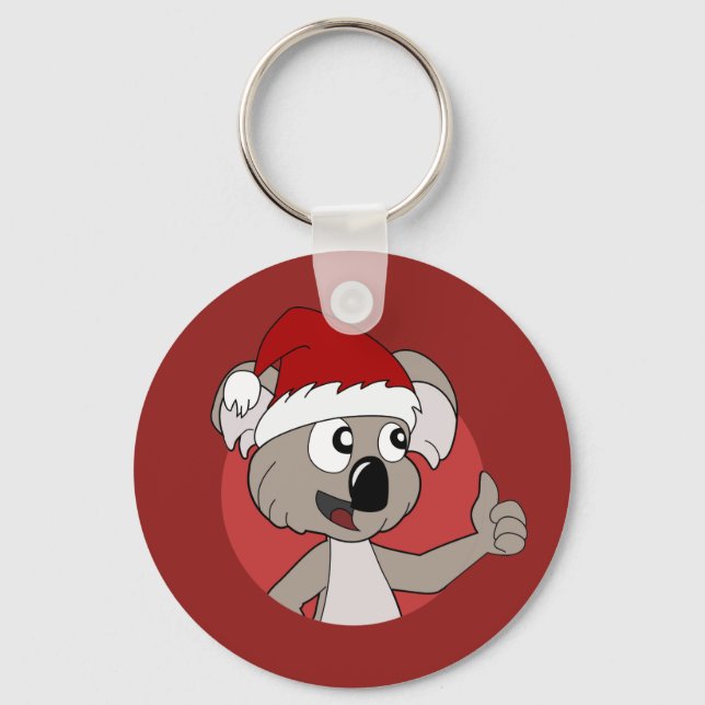 Porte-clés Caricature de koala de Noël (Recto)