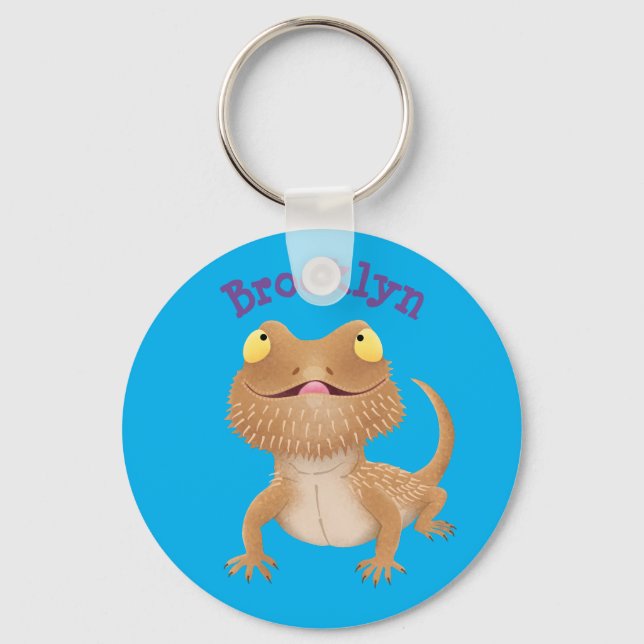 Porte-clés Caricature de lézard de dragon à barbe (Recto)