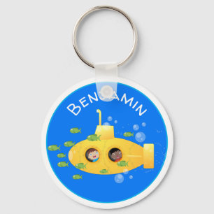 Porte-clés Caricature de poisson sous-marin jaune mignon