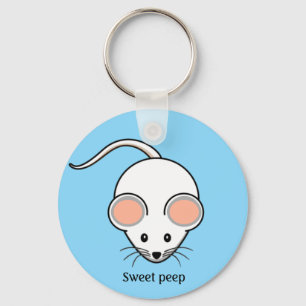 Porte-clés Caricature de souris blanche