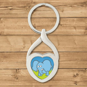 Porte-clés Caricature d'éléphant bleu
