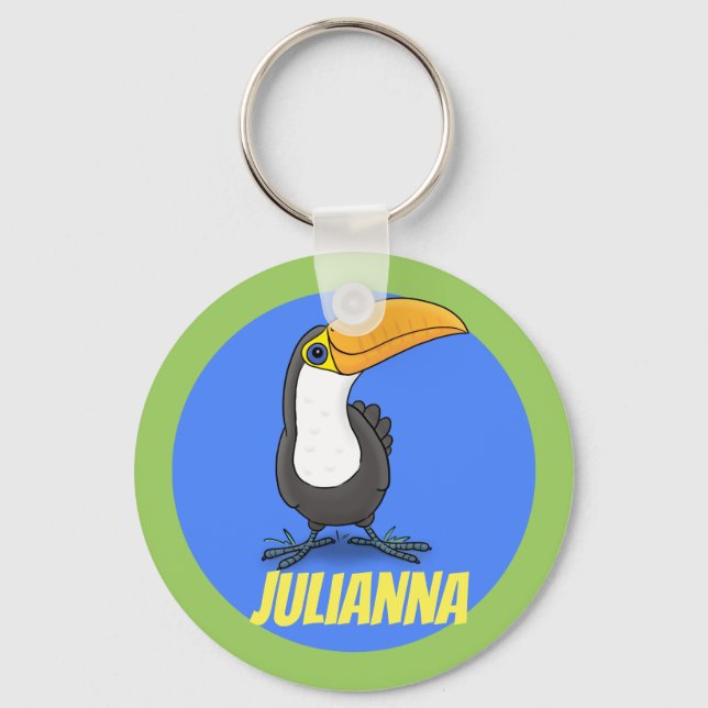 Porte-clés Caricature joyeux et souriante toucan (Recto)