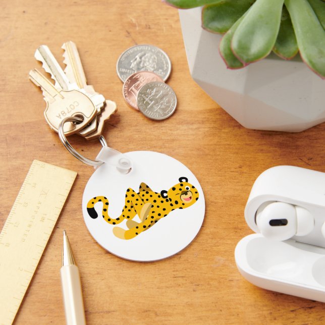 Porte-clés Caricature mignonne Dashing Cheetah Porte - clé (Bureau)