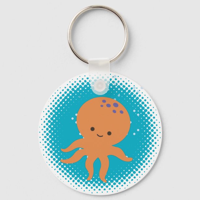 Porte-clés Caricature octopus mignon Océan Bleu (Recto)
