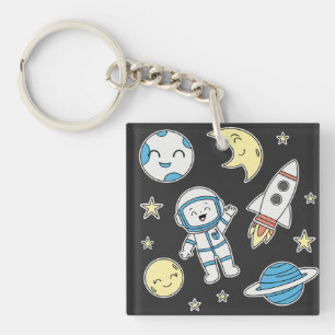 Porte-clés Caricature pour l'aventure spatiale - Design Porte
