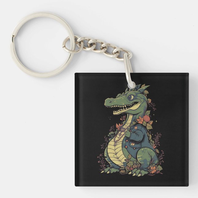 Porte-clés caricature-vêtement de crocodile-veste-veste-avec- (Devant)