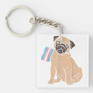 Porte-clés Carlin Chien Transgenre Drapeau Trans Fierté LGBT 