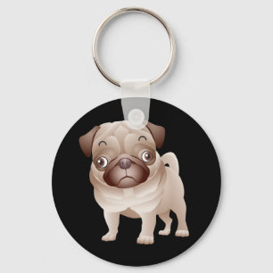 Porte-clés Carlin mignon maman chiot caricature Chien Lover P