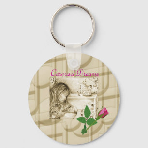 Porte-clés Carousel Dreams Vintage rose rose bouton Porte - c