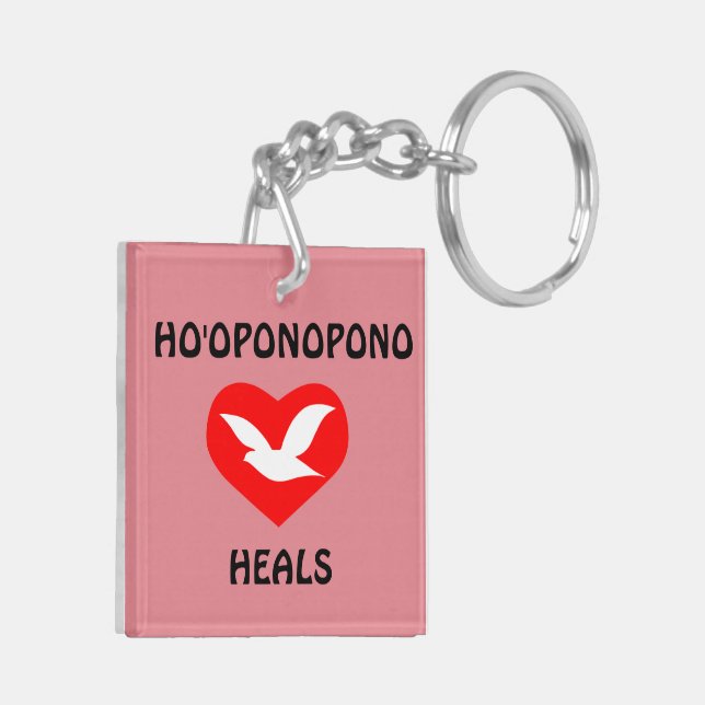 Porte-clés carré bilatéral curatif de Ho'oponopono (Dos gauche)