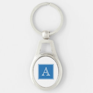 Porte-clés Carré bleu Monogramme Porte - clé métallique