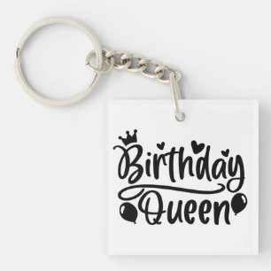 Porte-clés Carré de la reine d'anniversaire