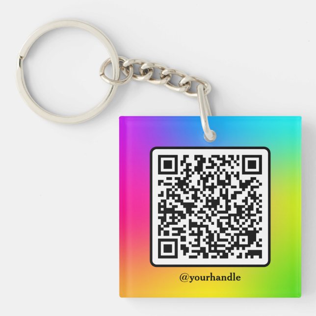 Porte-clés Carré de médias sociaux QR Code acrylique personna (Devant)