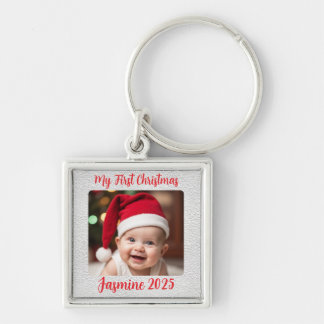 Porte-clés Carré Premium Personnalisable pour le Premier Noël