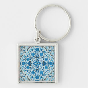 Porte-clés Carreaux à fleurs bleus