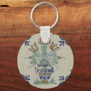 Porte-clés Carrelage Delft Antique Pot de Fleur Céramique