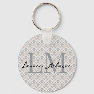 Porte-clés Carrelage espagnol à monogramme minimaliste en scr
