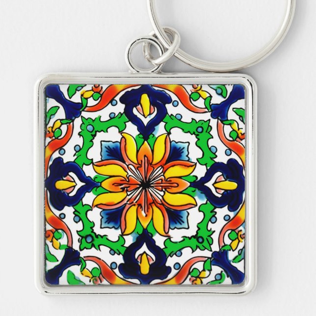 Porte-clés Carrelage Talavera Mexicaine No 6 (Devant)