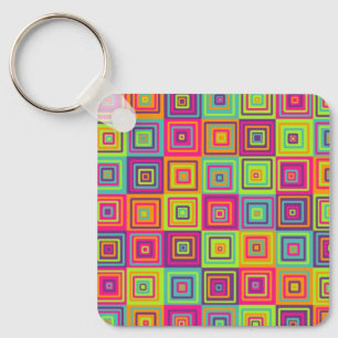Porte-clés Carrés géométriques colorés