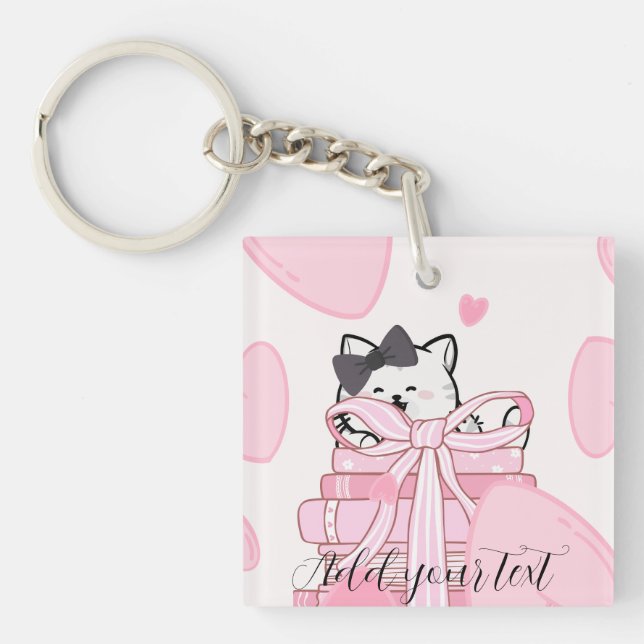Porte-clés Carry Love & Books – Cat Acrylic Keychain (Devant)