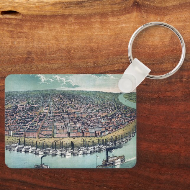Porte-clés Carte antique Saint Louis Missouri Mississippi (Recto)