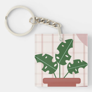 Porte-clés Carte d'anniversaire de plante de feuille de Monst