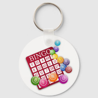 Porte-clés Carte de Bingo rouge dans les boules Clavier à dou