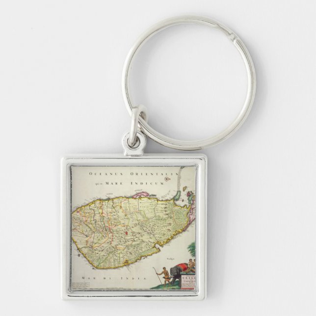 Porte-clés Carte de la Ceylan selon Nicolas Visscher (Devant)
