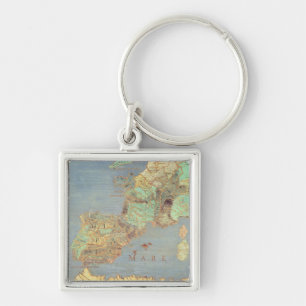 Porte-clés Carte de la France, de l'Espagne et de l'Afrique