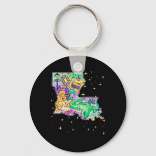 Porte-clés Carte de la Nouvelle-Orléans Louisiane Mardi Gras