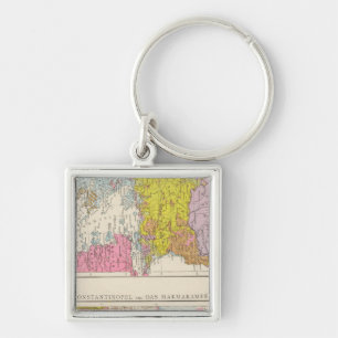 Porte-clés Carte de la péninsule des Balkans et de Constanti