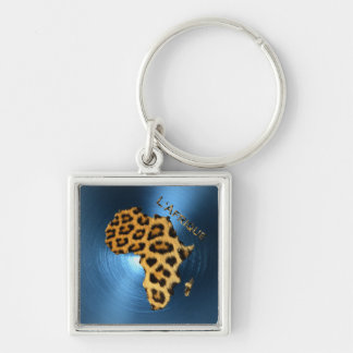 Porte-clés Carte de la série AFRICA Steel-Blue Leopard Fur