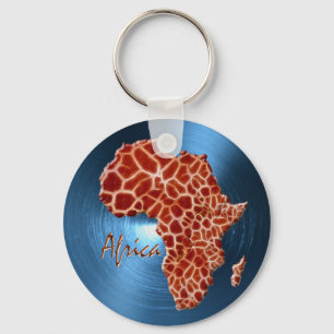 Porte-clés Carte de l'AFRIQUE Steel-Blue Giraffe Spot Series