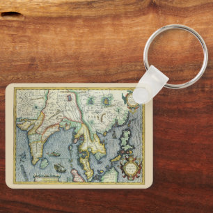 Porte-clés Carte de l'Asie du Sud-Est antique par Mercator / 