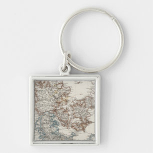Porte-clés Carte de l'Atlas du Danemark avec 5 cartes d'entr