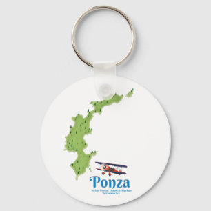 Porte-clés Carte de l'île italienne de Ponza.