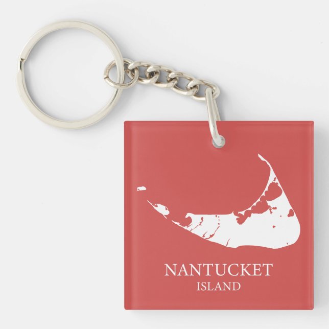 Porte-clés Carte de l'île Nantucket rouge (Devant)
