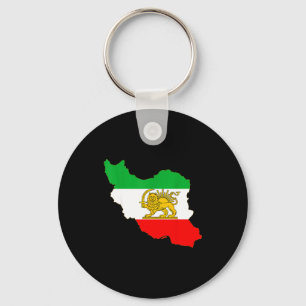 Porte-clés Carte de l'Iran avec emblème de lion et de soleil,