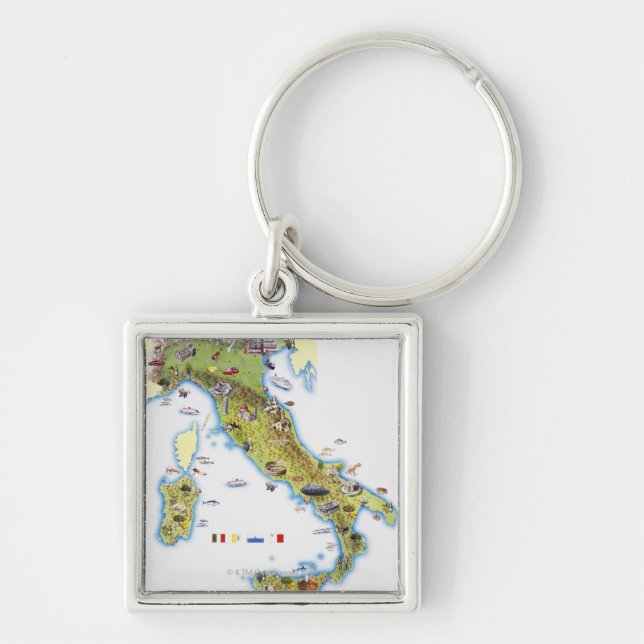 Porte-clés Carte de l'Italie (Devant)