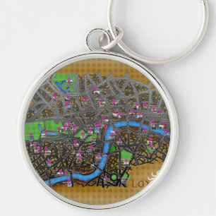 Porte-clés Carte de Londres en version dessin animé