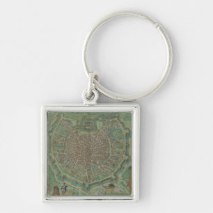 Porte-clés Carte de Milan, de "Civitates Orbis Terrarum" par
