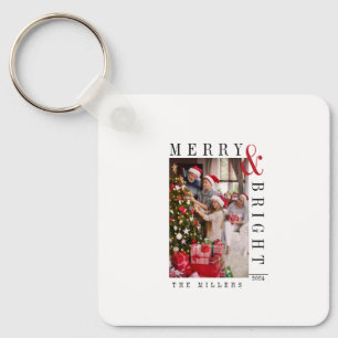Porte-clés Carte de Noël de famille moderne avec texte de vac