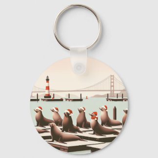 Porte-clés Carte de Noël de San Francisco | Golden Gate