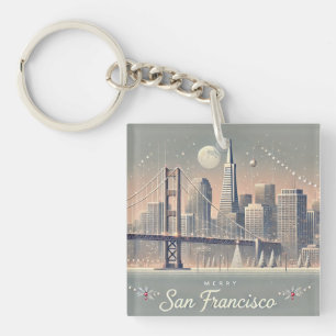 Porte-clés Carte de Noël de San Francisco Pont Golden Gate
