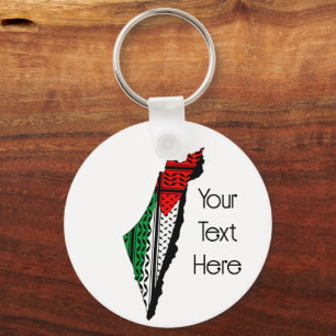 Porte-clés Carte de Palestine avec drapeau et Motif Keffiyeg