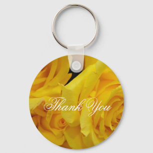 Porte-clés carte de remerciement fleurs rose jaune
