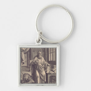 Porte-clés Carte de saint Marc l'évangéliste apôtre encre apo