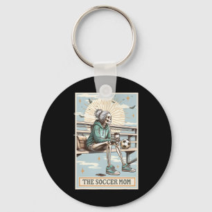 Porte-clés Carte de tarot de maman de football Rétro Maman sq