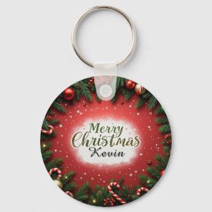 Porte-clés Carte de vœux festive de Noël avec décorations